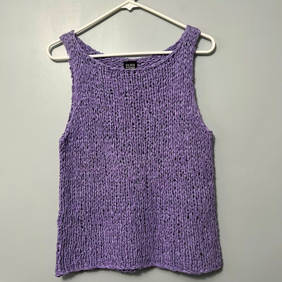 Eileen Fisher Tops - Eileen Fisher Linen Blend Chunky Loose Knit Sweater Tank Top in Lavender Purple
